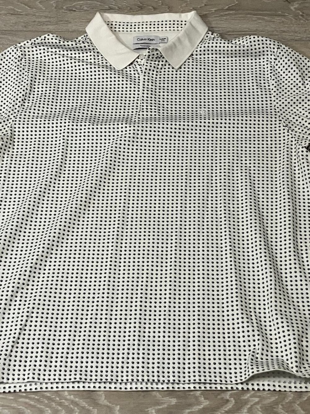 Calvin Klein Men's XXL Smooth Cotton White Black Dot Polo Shirt